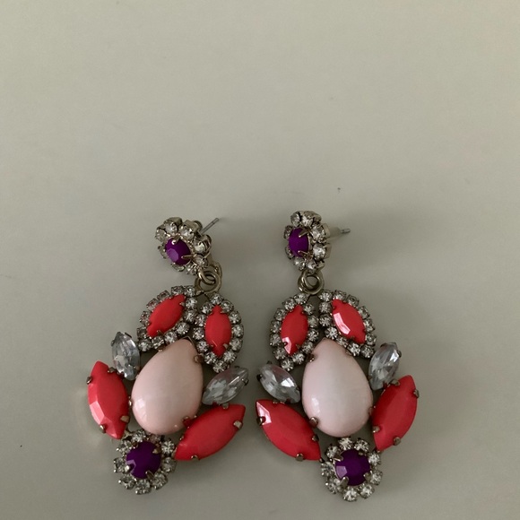 J.CREW Statement Jewel Stones Colourful Earrings Woman’s Like New Jewelry - Picture 4 of 8